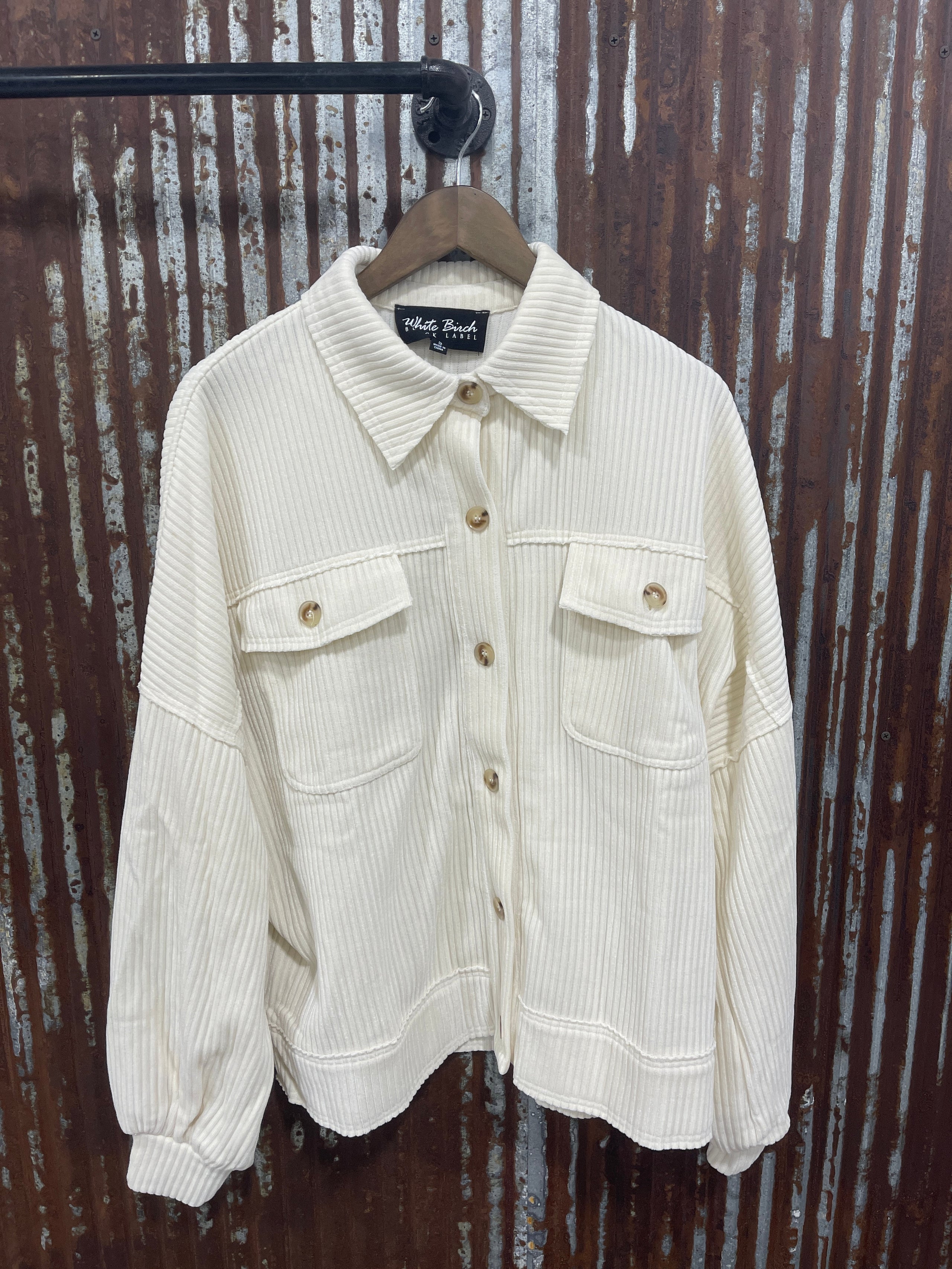 ivory ribbed shacket The Leopard Pineapple Boutique